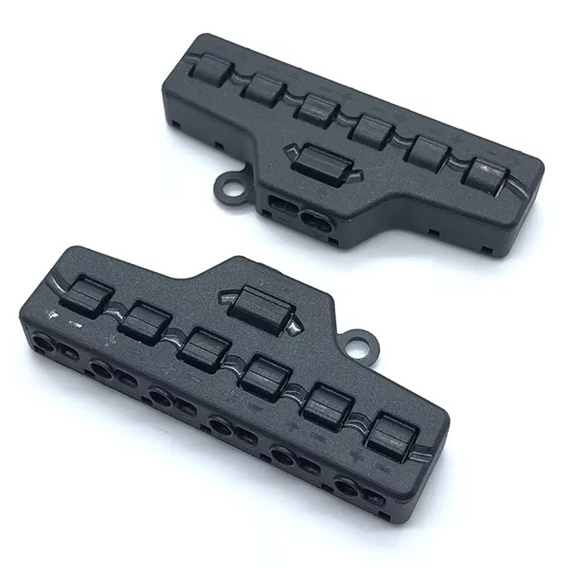 Quick Connect Niederspannungsdraht Splitter Verteilerblock für LED-Streifen und Beleuchtung, 3/6 Ports, Schwarz - Bild 2