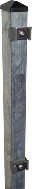 FA-Bausysteme Zaunpfosten für Doppelstabmatten mit Klemmplättchen aus feuerverzinktem Stahl, Silber, B/T/H: 6,0 x 6,0 x 200 cm - Bild 1