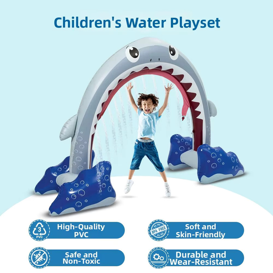 Wonflex Aufblasbarer Hai-Wasserbogen-Sprinkler, Wasserspielzeug, ab 3 Jahre - Bild 3