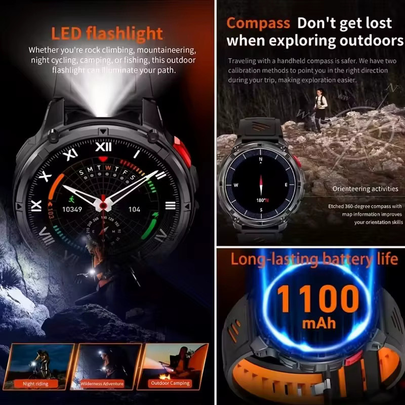 BOXUXING Smartwatch, GPS, Schwarz, Silikon, Rund - Bild 3