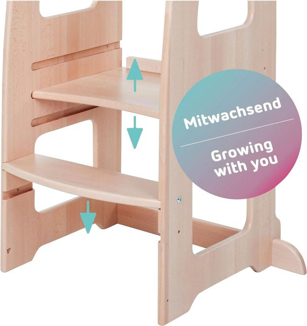 Babybay Lernturm Littlefoot aus Buchenholz in Beige und Braun - Bild 1
