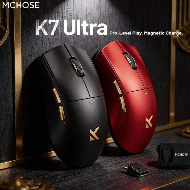 MCHOSE K7 Ultraleichte Wireless Gaming-Maus mit 8K Esports-Technologie und PAW3950-Sensor in Schwarz - Bild 1