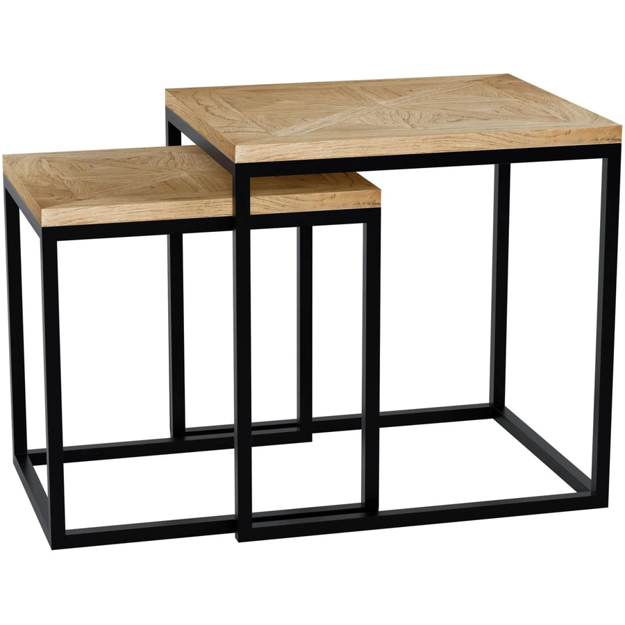 DELUKE Beistelltisch BOSSE 2er Set Eckig aus Mindiholz in Braun B/T/H: 48 x 38 x 47 cm - Bild 2