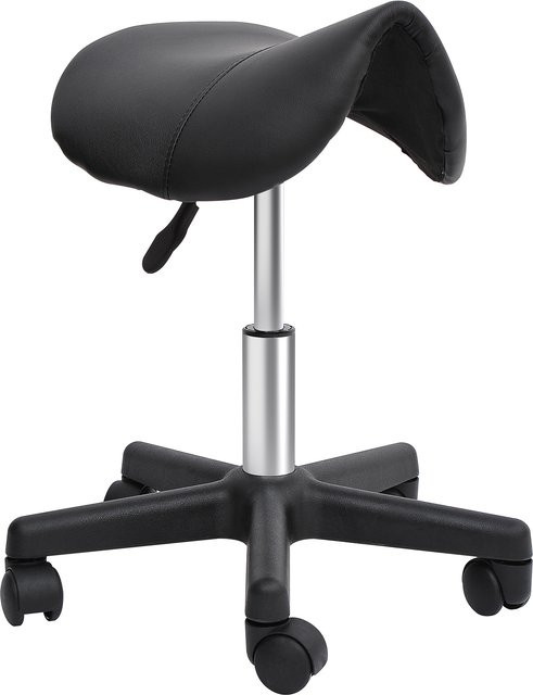 HOMCOM Rollhocker Höhenverstellbarer Drehhocker aus Kunstleder mit Rollen in Schwarz B/T/H: 35 x 38 x 43-55 cm - Bild 1