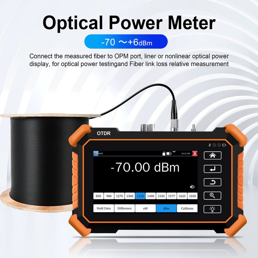 POMIACAM MOT-30 OTDR Glasfaser-Tester mit 4-Zoll Display, Optisches Reflektometer für 1310/1550/1610nm inklusive OPM, VFL und Eventmap, Tragbares professionelles Werkzeug für Kabeltests - Bild 4