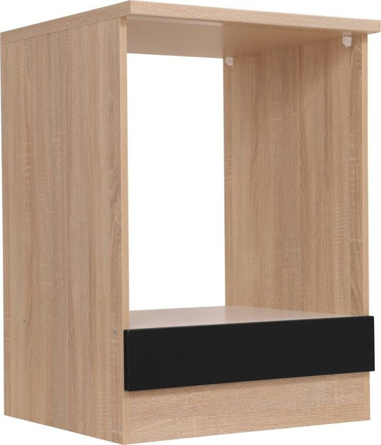 Respekta Herdumbauschrank Merle in Schwarz mit Eiche Sägerau Nachbildung, B/H/T: 60 x 85 x 55,5 cm - Bild 3