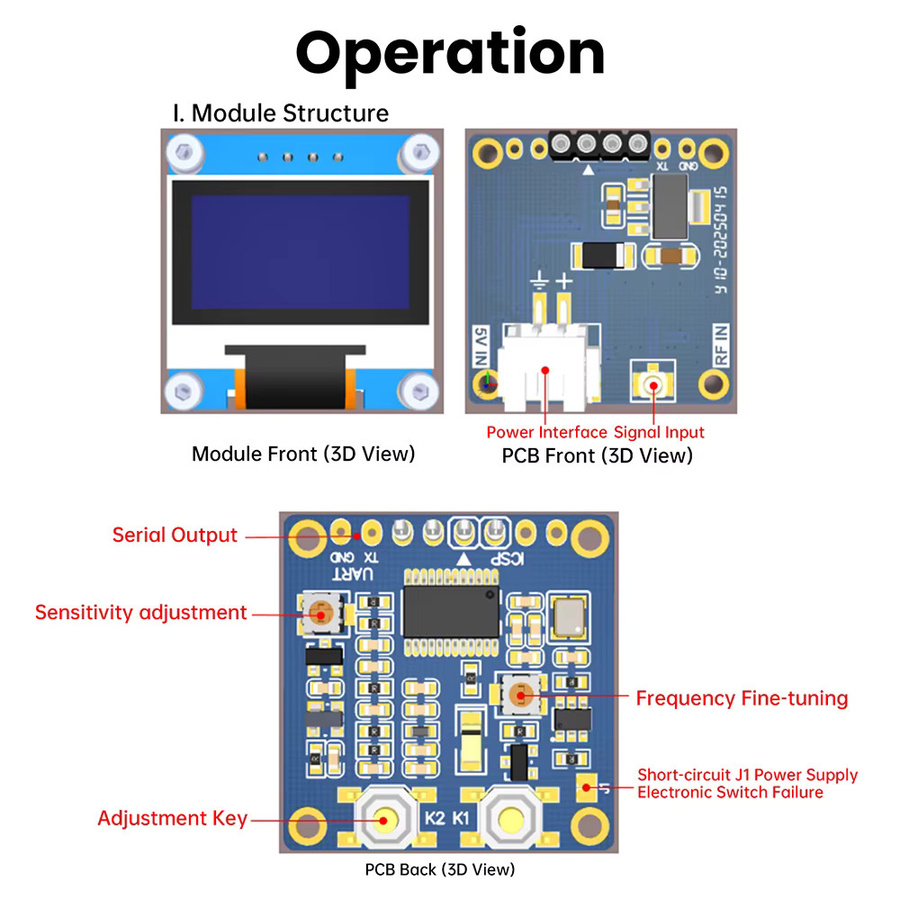 diymore OLED Frequenzanzeigemodul PLJ-096OLED-L1 mit 0,96 Zoll Display, 1KHz-100MHz, Blau - Bild 3