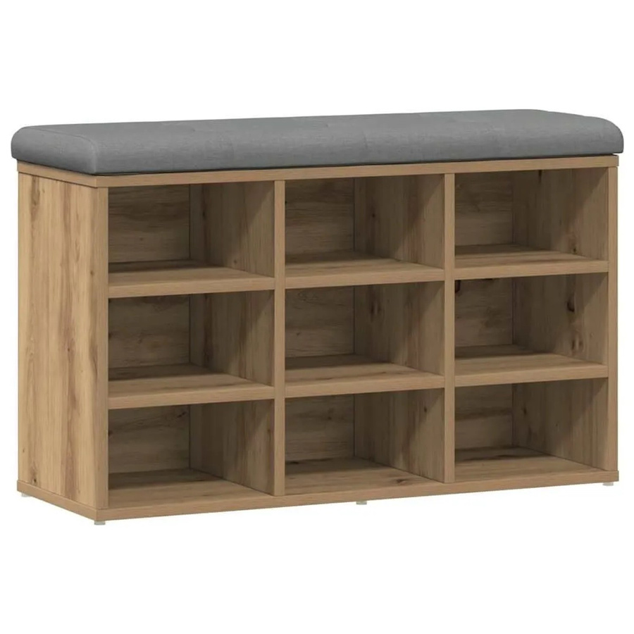 vidaXL Schuhbank Artisan-Eiche in Braun und Grau aus Holzwerkstoff, B/T/H: 82 x 32 x 50 cm - Bild 2