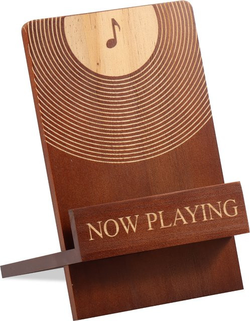 everso Wandhalterung für Schallplatten aus Holz im Retro-Design, Braun - Bild 1