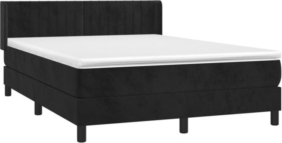 Vidaxl Boxspringbett mit Matratze aus Samt in Schwarz, B/T/H: 140 x 200 cm - Bild 1