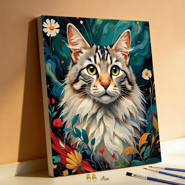 Huacan Katze, Malen nach Zahlen, Kunst- und Bastelset, Bunt / Mehrfarbig - Bild 1