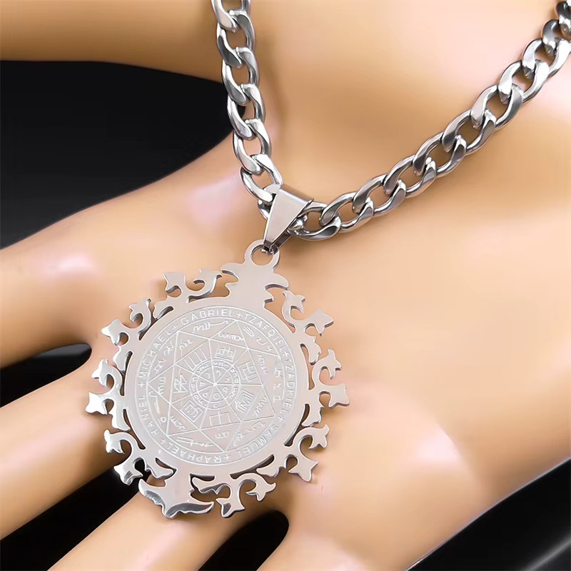 Lovely FAJA Halskette Sieben Erzengel Amulett, Edelstahl, Silber, Herren - Bild 3