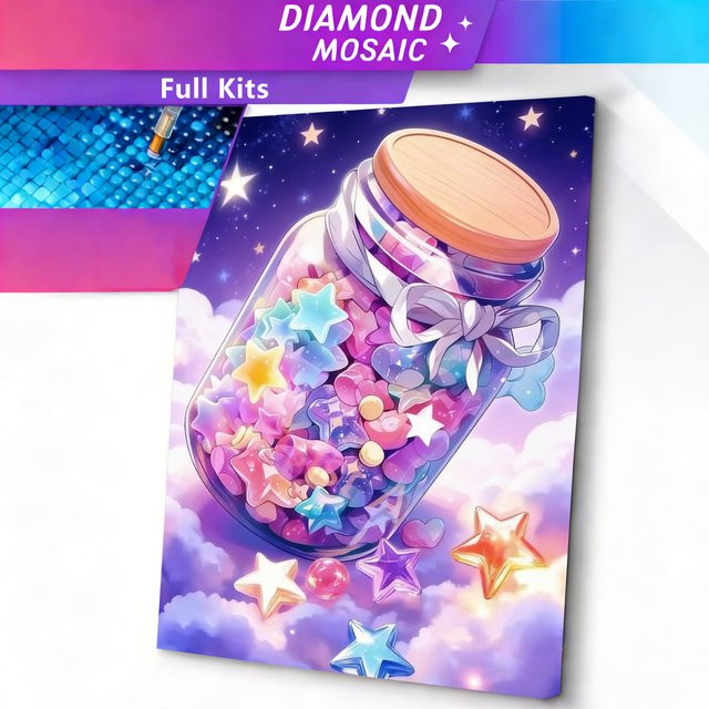 AZQSD DIY Diamant-Mosaik-Set, Fantasie-Landschaft, Süßigkeiten-Dessert, Sternenhimmel, Vollflächiges Strassbild - Bild 1