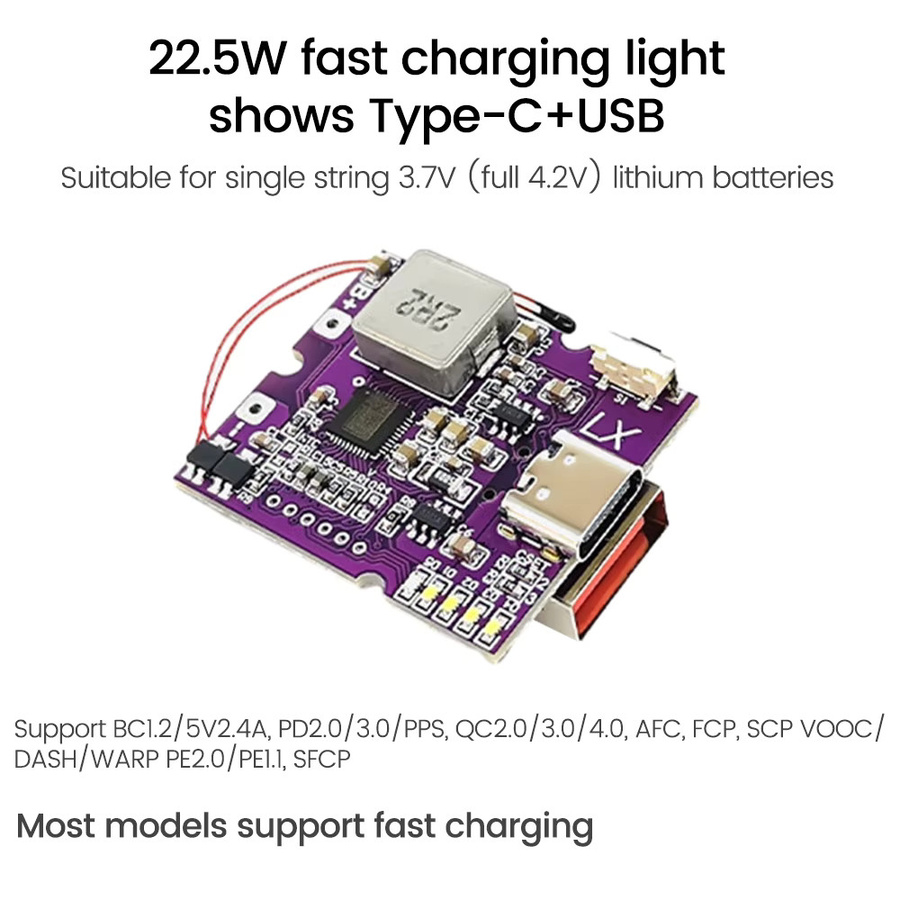 Diymore 22,5 W Power Bank Modul mit bidirektionalem Schnellladen und QC4+ Unterstützung in Beige oder Purple - Bild 2