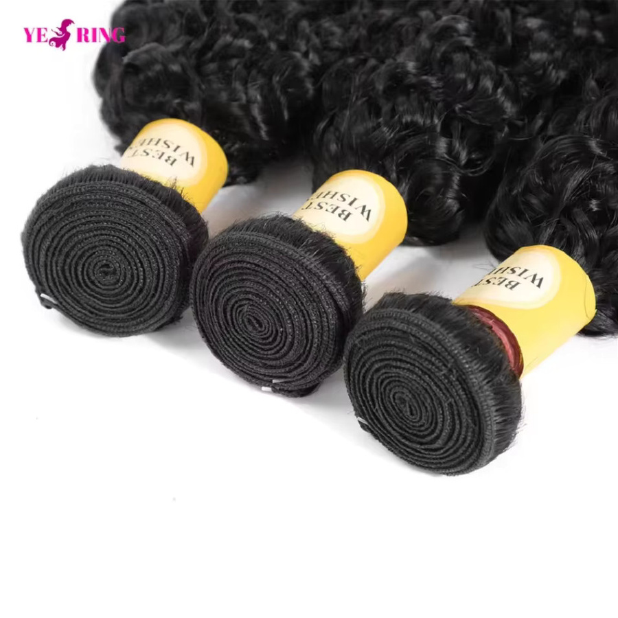 YEORING Kinky Curly Echthaar-Bündel, Burmesische Rohhaar-Webart, Unisex - Bild 4