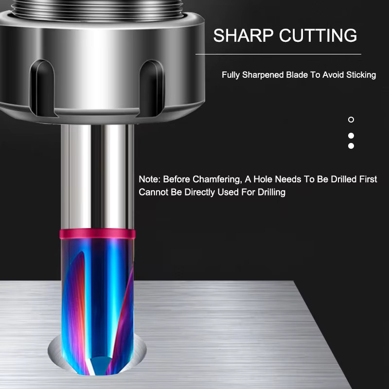 Azzkor Fasenfräser mit gerader Nut aus Wolframstahl und blauer Nano-Beschichtung für die CNC-Bearbeitung - Bild 2