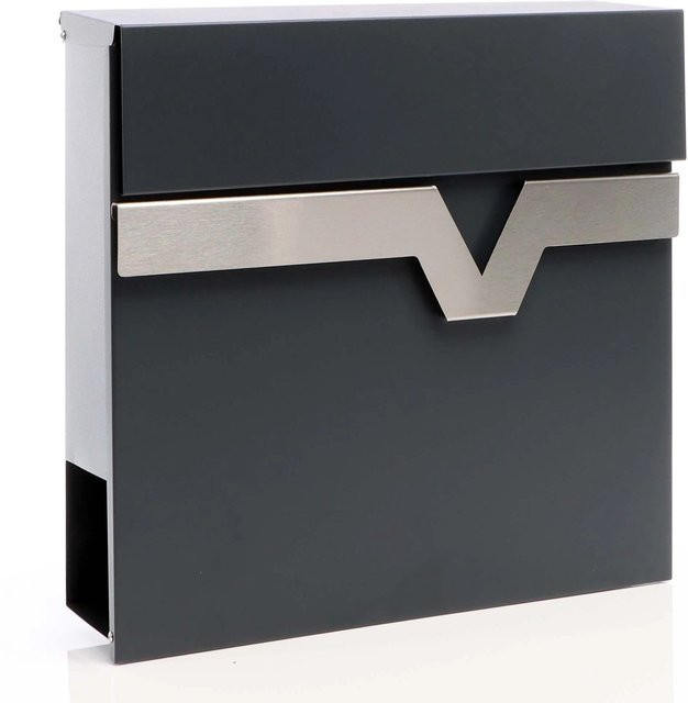 Xpotool Briefkasten V60 Anthrazit mit Soft-Close-Funktion und Zeitungsfach aus Stahl, B/H/T: 37 x 37 x 10,5 cm - Bild 1