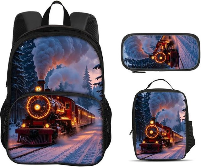3er-Set aus Rucksack, Federmäppchen und Kühlbeutel von Fancy Style Studio in Multicolour für Jungen und Mädchen - Bild 1