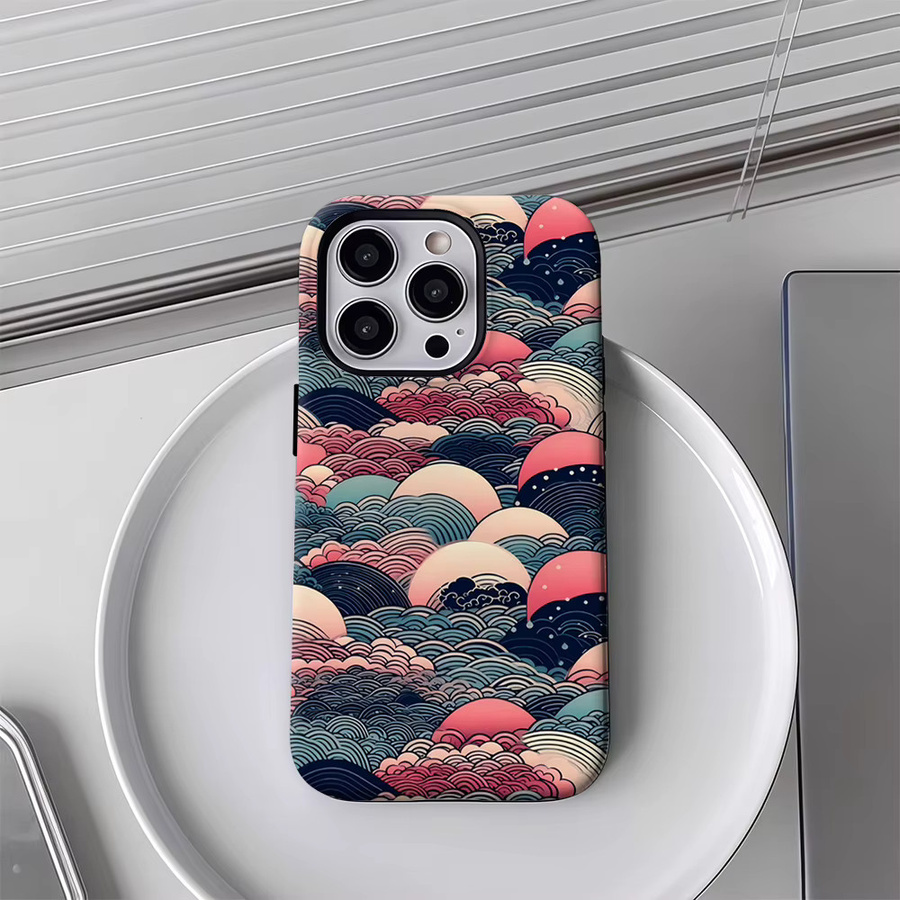 Handyhülle Oriental Wave Pattern für iPhone 11 bis iPhone 17 Pro Max Plus mit doppelschichtiger Rückseite in Multicolour - Bild 4