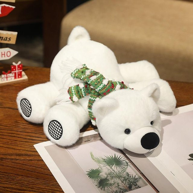 Liegende Eisbär-Puppe, Plüschtier, weiß, 25cm - Bild 1