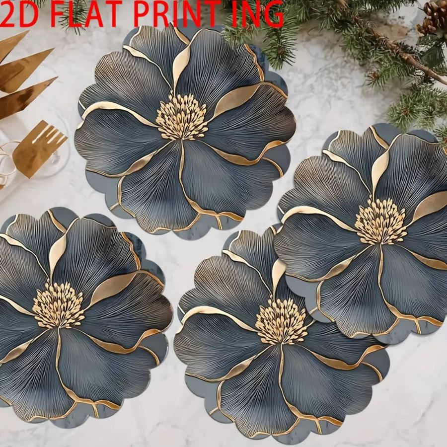 VIKAMA 6-teiliges rundes Tischset-Set mit floralem Design, rutschfest für Esstisch und Küche - Bild 5