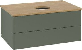 V&B Waschtischunterschrank Antao ohne Frontstruktur in Eiche Honig und Grau lackiert, B/T/H: 80 x 36 x 50 cm - Bild 1