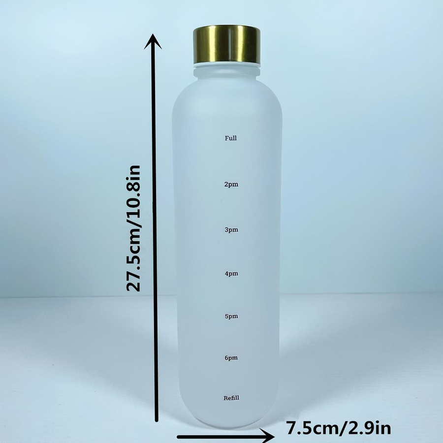 Motivierende Wasserflasche von SZwatch in Schwarz mit Zeitmarkierung, 1l aus mattiertem Kunststoff, auslaufsicher und wiederverwendbar für Sport und Outdoor - Bild 3