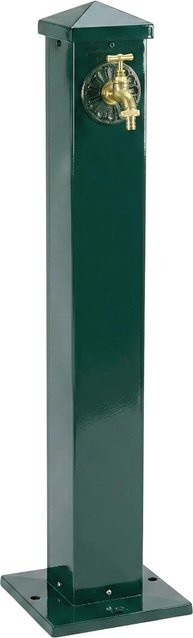 Relaxdays Wasserzapfsäule aus Aluminium und Stahl in Grün, Eckiges Design im Antik-Look, H x B x T: 91 x 22,5 x 22,5 cm - Bild 1