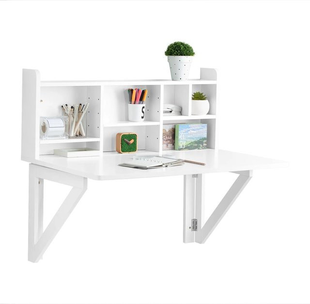 SoBuy Wandklapptisch mit integriertem Regal aus MDF in Weiß FWT07-II-W, B/T/H: 60 x 24,3 x 78 cm - Bild 1