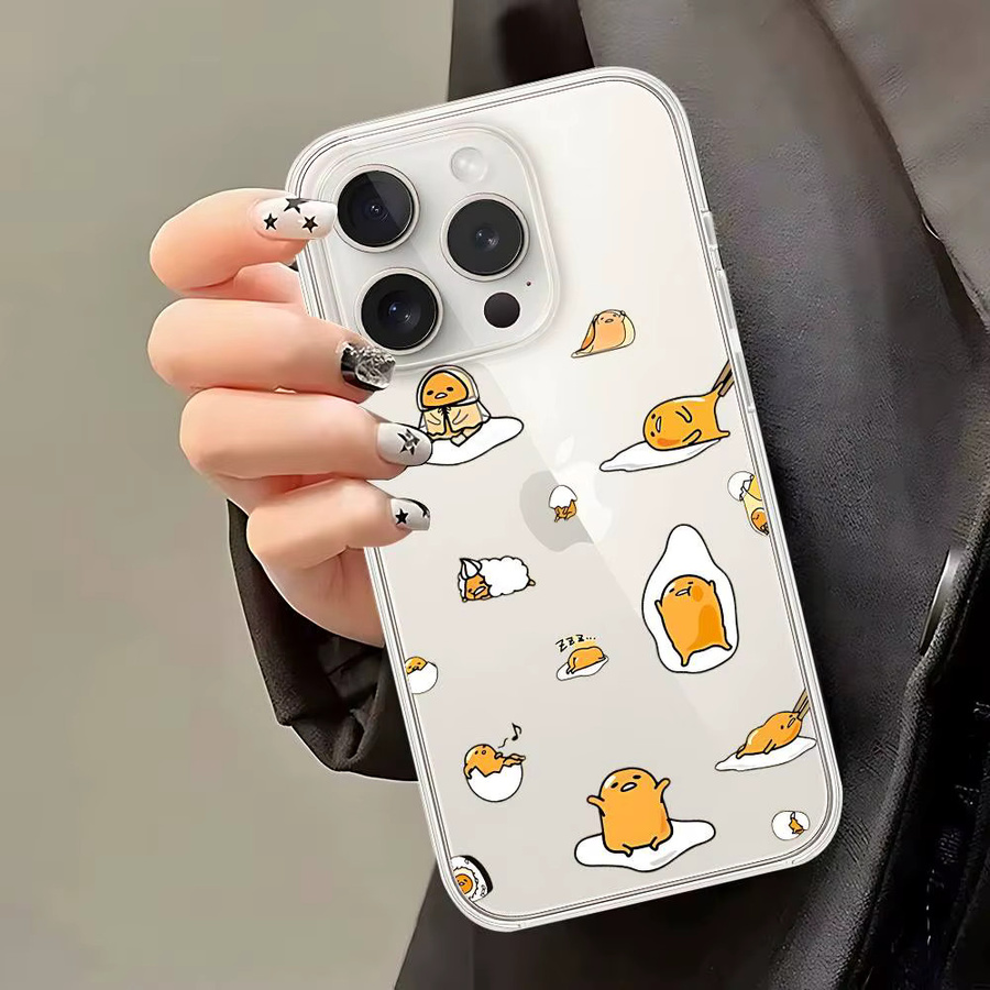 Gudetama Handyhülle für iPhone 11 bis 17 Pro Max Mini, transparente Luxus Softcase Schutzhülle - Bild 3