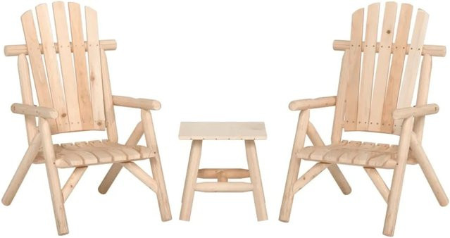 vidaXL 3-tlg Garten-Lounge-Set Modell 4 aus Fichtenholz in Braun im Adirondack-Stil mit 2 Gartenstühlen und 1 Beistelltisch - Bild 1