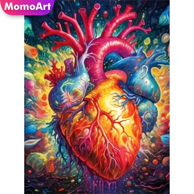 Momoart Diamantmalerei Herz DIY Stickerei Set mit runden Mosaiksteinen in Multicolour, B/H: 20 x 30 cm - Bild 1