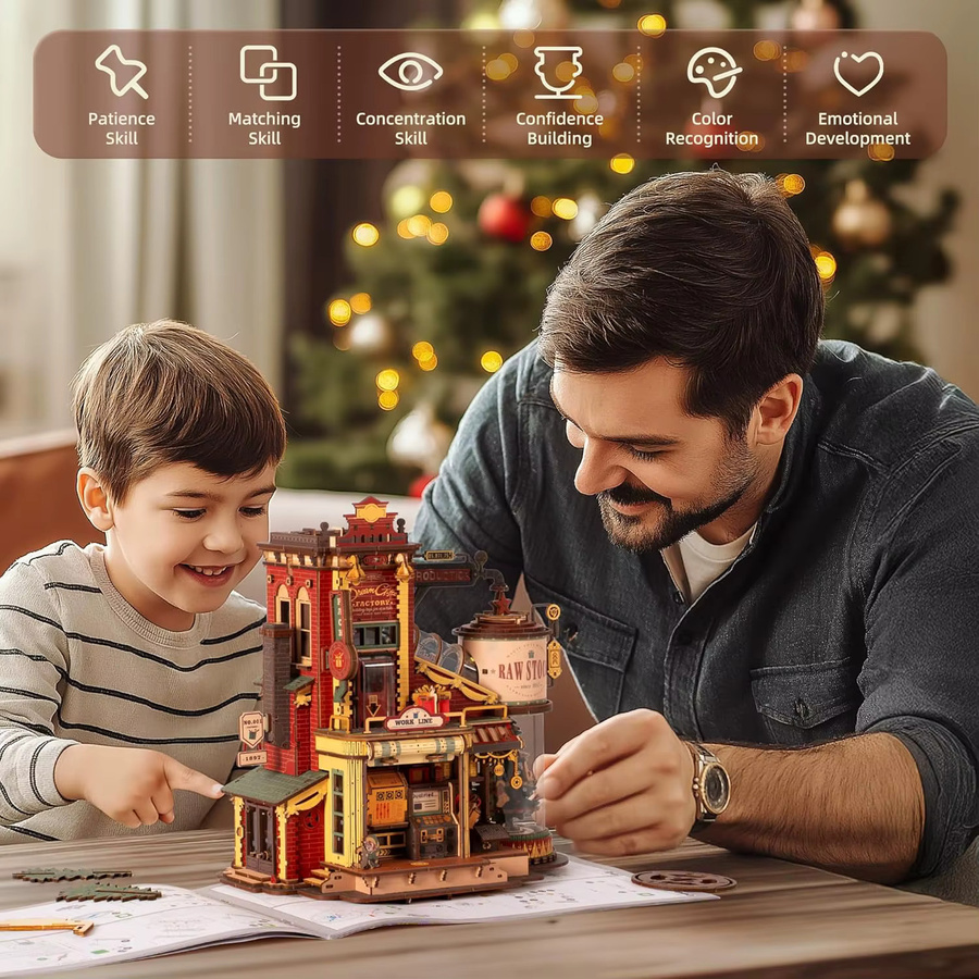 Robotime Weihnachtstraum Holz-Musikbox, 3D Holzpuzzle, Holzmodellbausatz - Bild 6