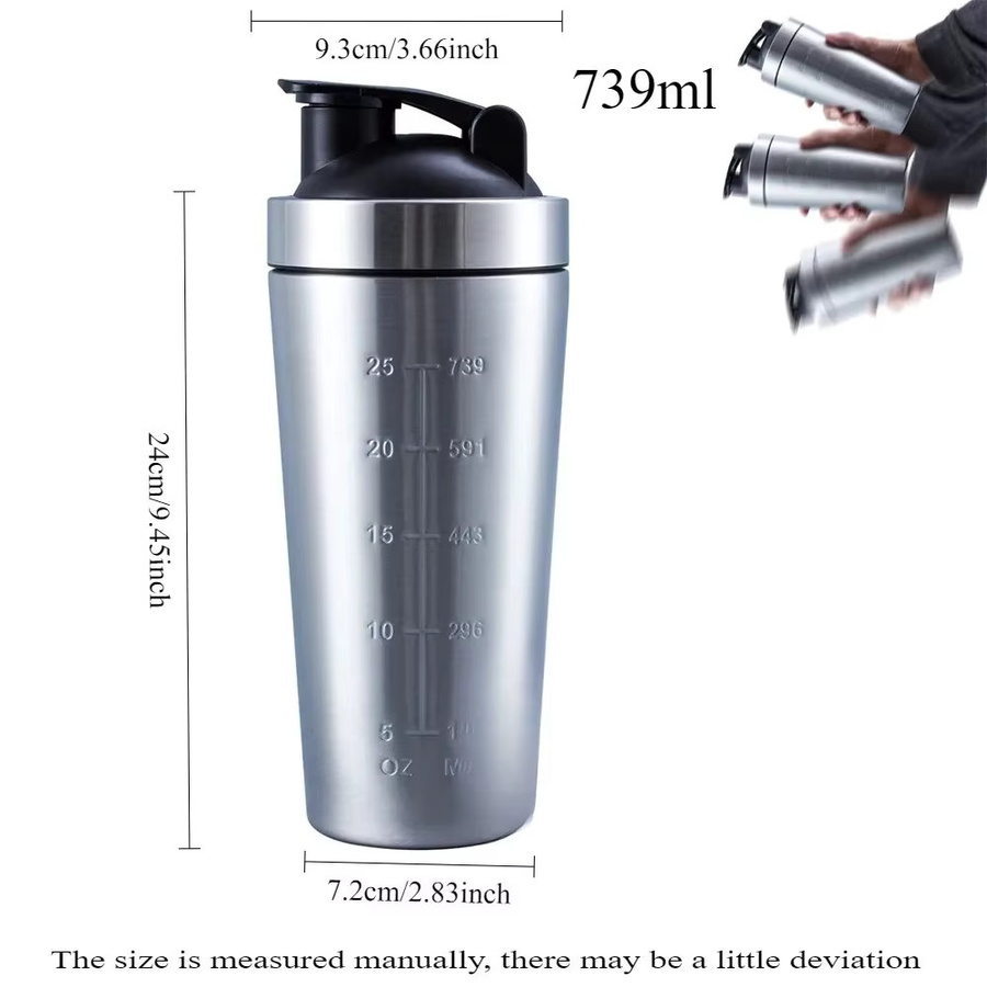 Kahla Premium Protein-Shaker-Becher aus Edelstahl mit Metall-Edelstahlkugel, Silber, 700 ml - Bild 2