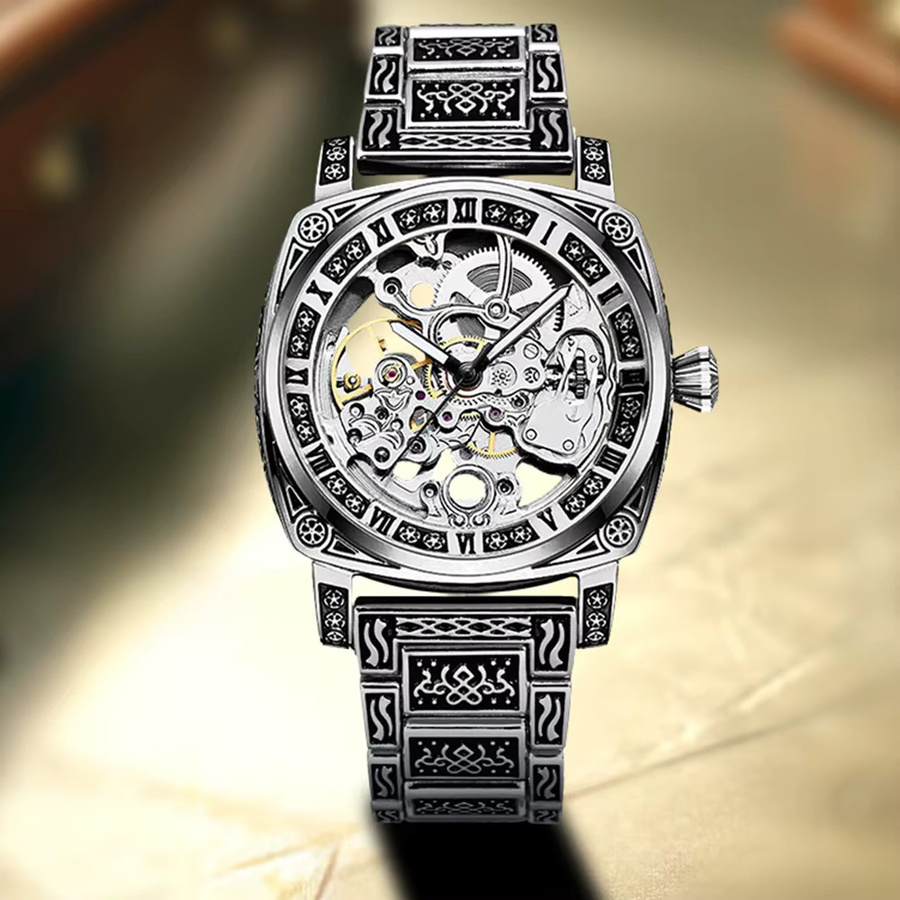 CAROTIF Armbanduhr Automatik, Edelstahl, Silber, Herren - Bild 4