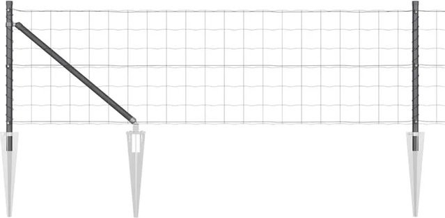 vidaXL Zaun mit Pfosten aus Stahl in Grau, Breite: 10 m, Höhe: 0,8 m - Bild 1