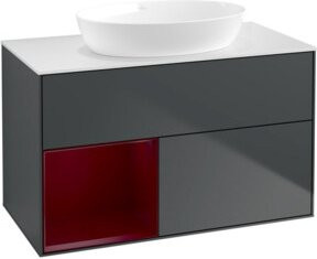 V&B Waschtischunterschrank Finion 100 in Grau lackiert, B/T/H: 100 x 50,1 x 50,1 cm - Bild 1