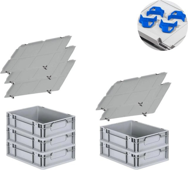 PROREGAL Spar Set Eurobox Nextgen Economy mit Auflagedeckel und Schiebeschnappverschlüssen, Blau, H x B x T: 12 x 30 x 40 cm, 11 Liter, 5 Stück - Bild 1