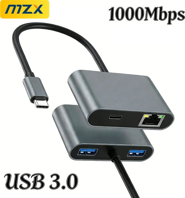 MZX USB-C Dockingstation mit Gigabit-LAN-Adapter und 60W PD Ethernet Hub - Bild 1