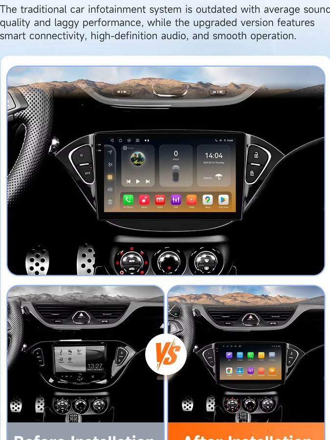 OSSURET Intelligentes Multimedia-Autoradio mit Android Auto, Carplay und DSP für Opel Adam 2013-2016 und Opel Corsa E 2015-2019, Snapdragon 6115, Schwarz - Bild 7