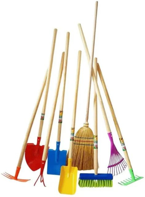 Galaflor Gartenset für Kinder mit 9 Gartengeräten aus Holz und Metall in Bunt - Bild 1