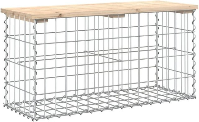 DELUKE Gartenbank Gabionen BIKS aus Stahl und Kiefernholz in Silber, B/T/H: 83 x 31,5 x 42 cm - Bild 1