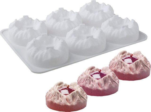 SHENHONG Silikon-Kuchenform mit 6-Zellen-Vulkan-Entlüftungsdesign für Mousse und Dessert, Weiß - Bild 1