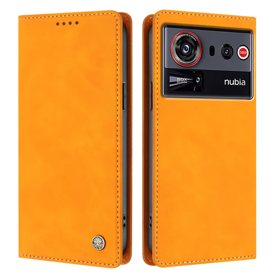 Premium RFID Blocking Ledertasche für ZTE Nubia Z80 Z60 Blade A76 A56 A36 A34 A35 A53 A54 A55 A72S A73 A75 Pro V60 V70 Ultra in Orange - Bild 1