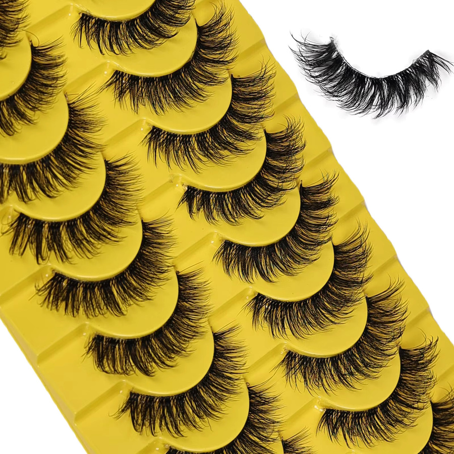 JIEFUXIN Künstliche Wimpern Wispy Lashes 3D Volumen, 10 Paar, Black - Bild 3