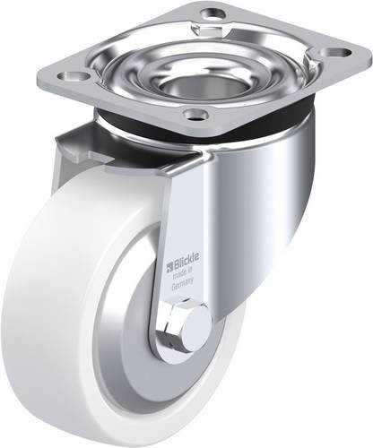 Blickle Lenkrolle LK-SPO 100G-1-FA aus verzinktem Stahl und Kunststoff in Weiß mit einem Rad-Durchmesser von 100 mm und einer Tragfähigkeit von 350 kg - Bild 1