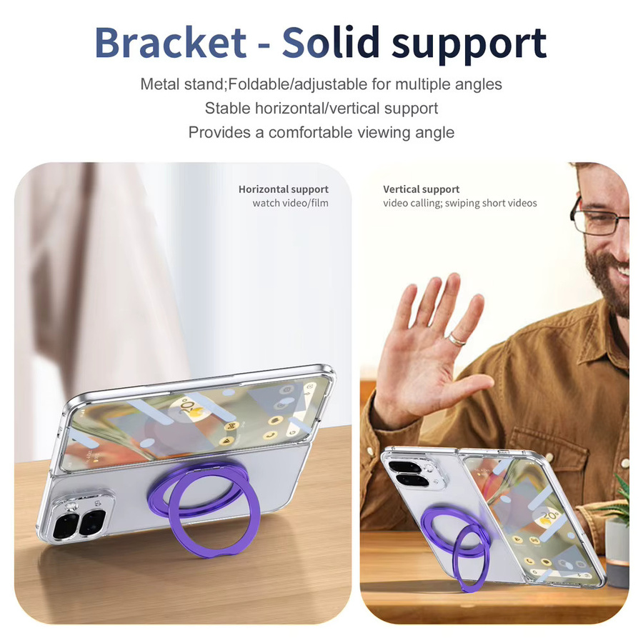 Google Pixel 10 Pro Fold Schutzhülle aus Aluminiumlegierung mit rotierendem magnetischem Ring und Schutzfolie in Pink oder Transparent - Bild 1