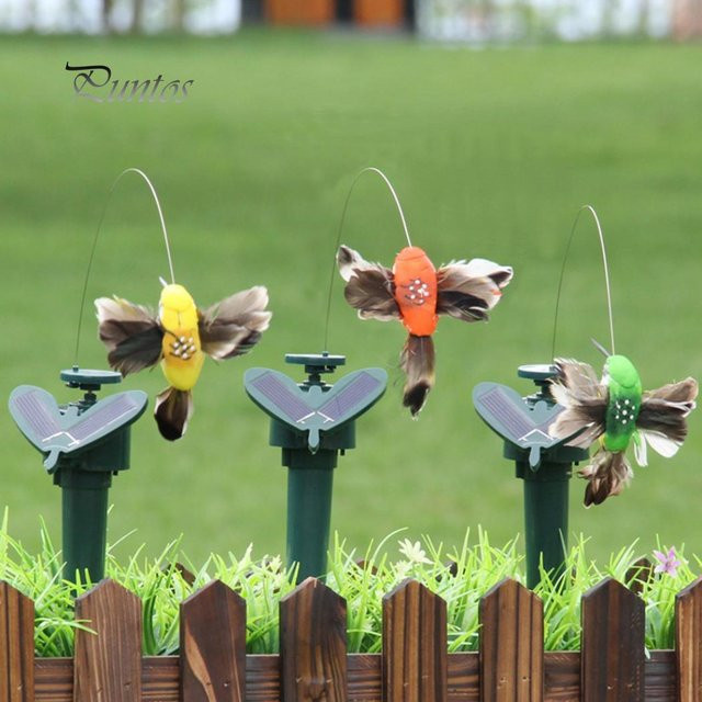 Solarbetriebener fliegender Kolibri als Gartenornament für Hof und Garten, mehrfarbig - Bild 1