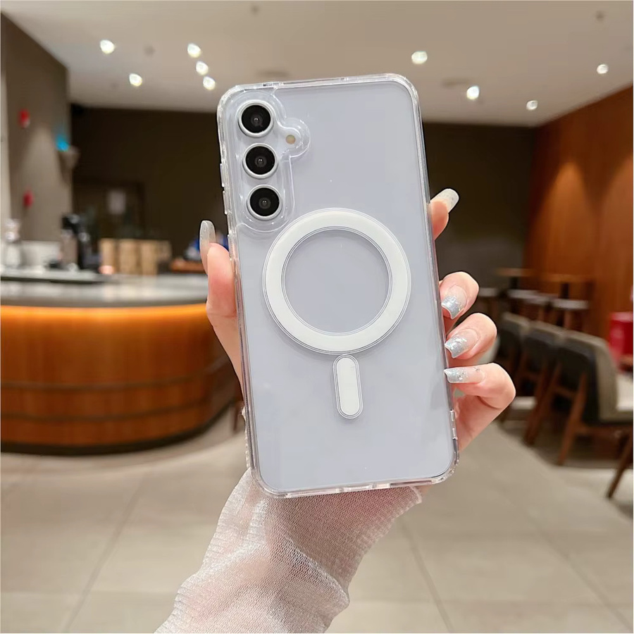 Magnetische kabellose Ladehülle für Samsung Galaxy S25 S24 S23 A55 A35 A15 Plus Ultra FE in Transparent - Bild 3
