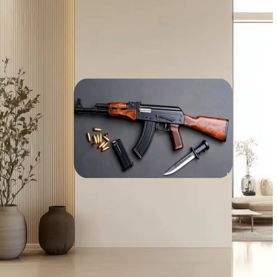 CIFBUY Vintage AK47 Gewehr Metall Wandkunst Dekor in Schwarz - Bild 3